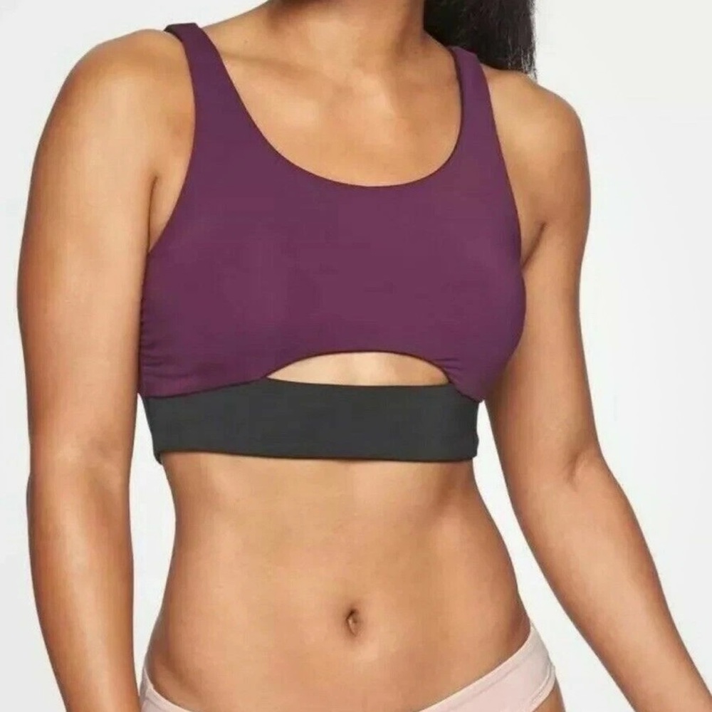 Athleta Mod Block Reversible Scoop Bikini Top NWT
Purple Plum/Black